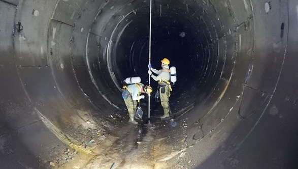 下水道施設|近接施工における変形計測と覆工変状(渇水期)